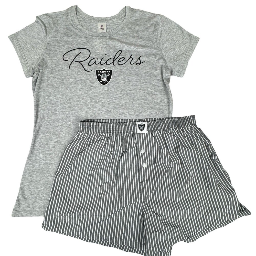 Las Vegas Raiders Womens Small Shirt & Boxer Shorts Sleep Wear Pajamas NFL New